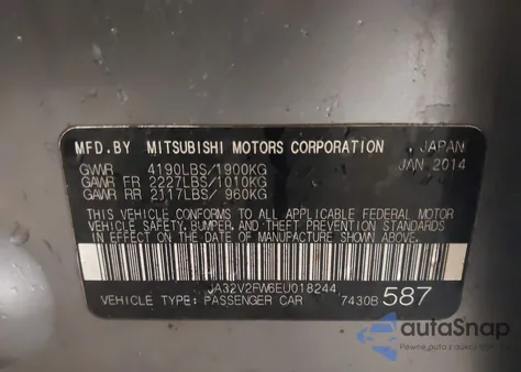 2014 Mitsubishi Lancer Se из США, поврежденный, VIN JA32V2FW6EU018244